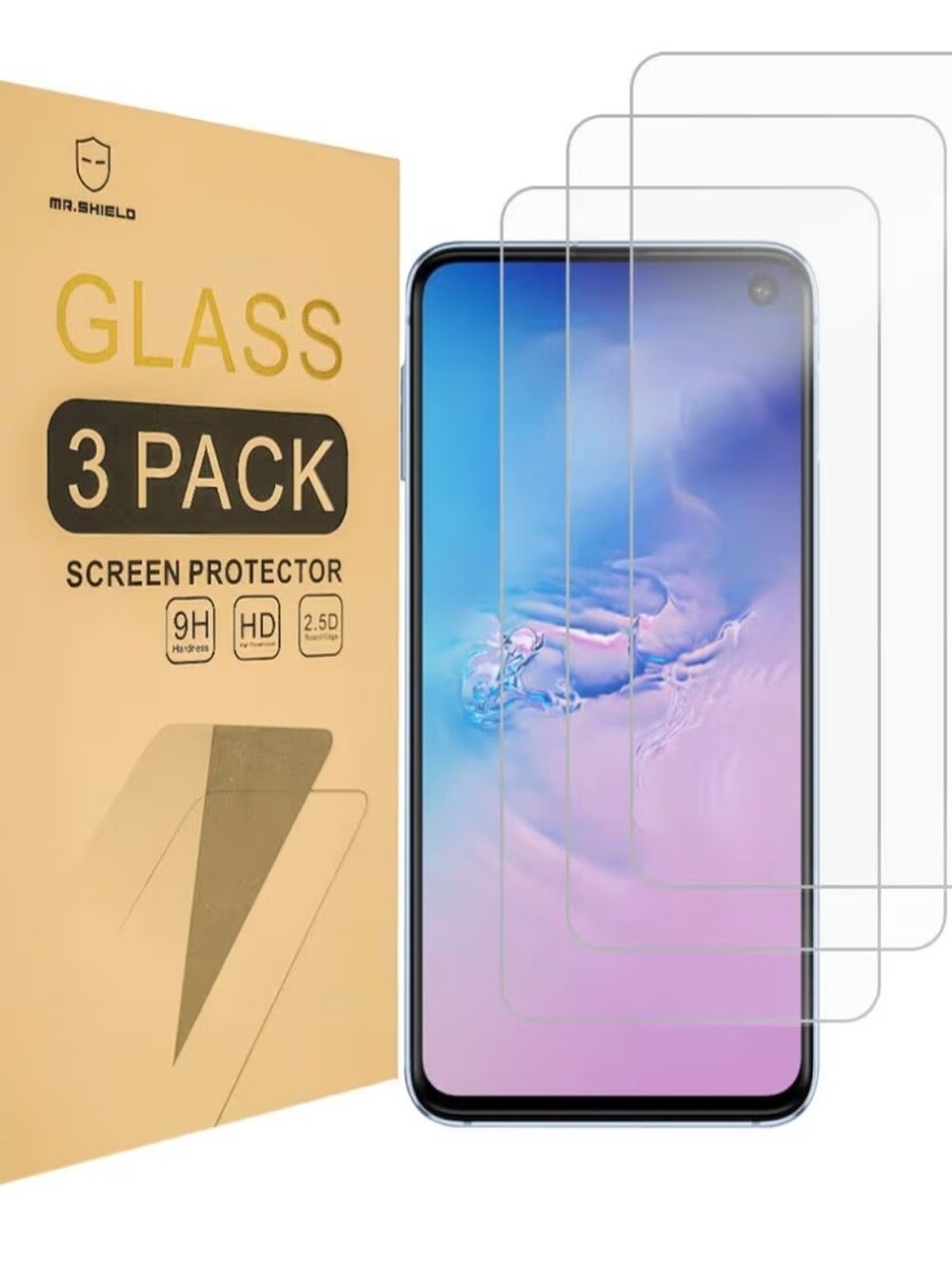 NIB Mr.Shield 3-Pack Tempered Glass Screen Protector- Samsung Galaxy S10E Phone